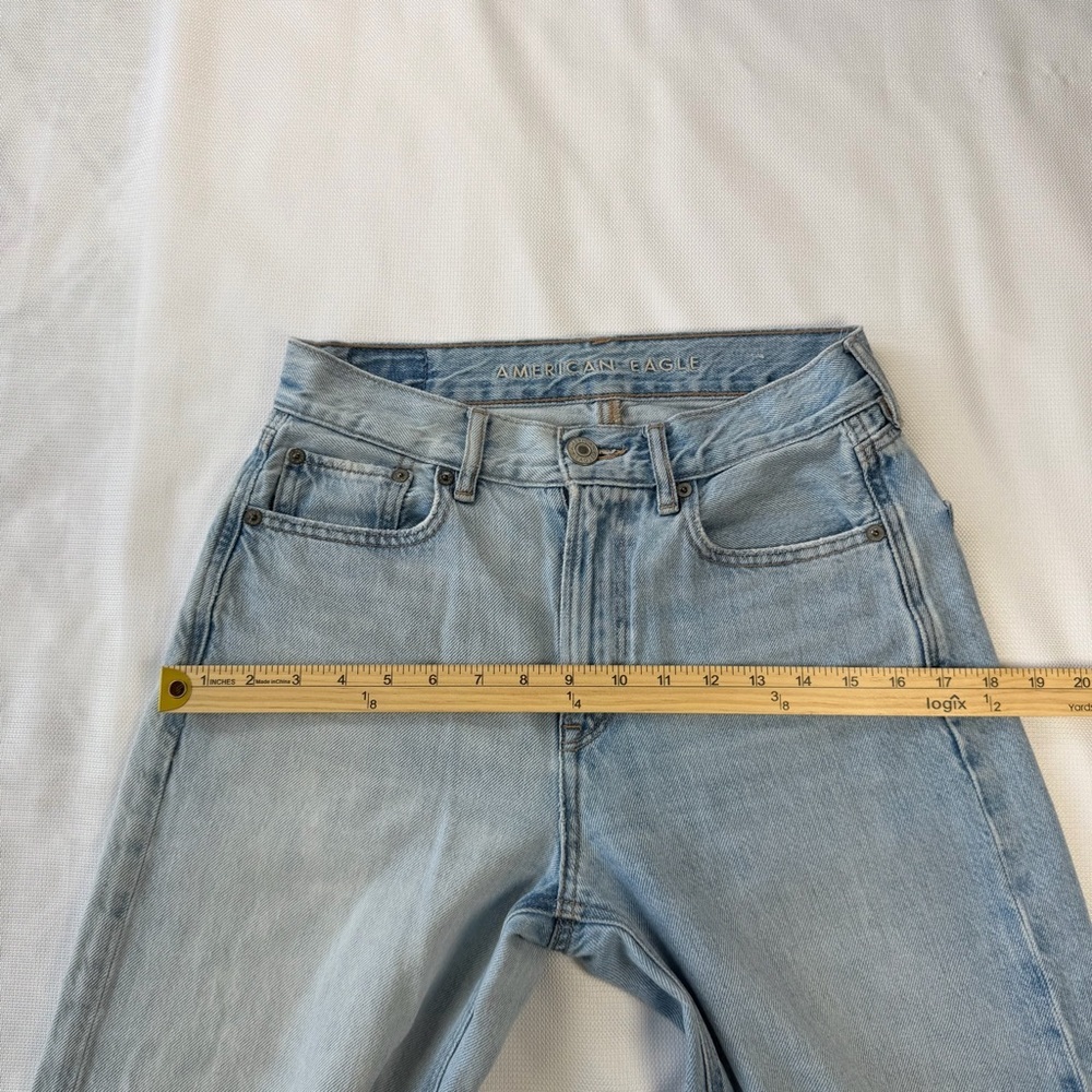 American Eagle Outfitters Light Blue Distressed Wide Leg Skater Jeans size 2 reg - Picture 9 of 11